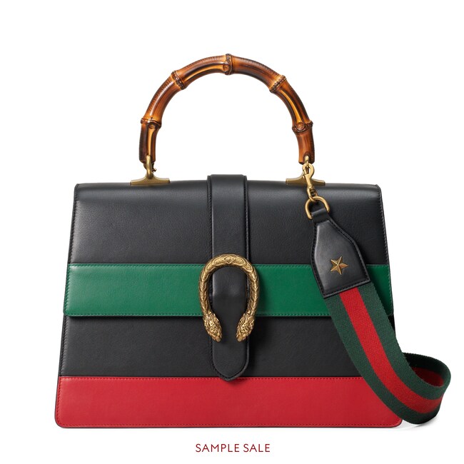 Dionysus Leather Top Handle Bag In Black Evergreen And Hibiscus Red Dionysus Leather Top Handle Bag In Black Evergreen And Hibiscus Red Gucci Women S Handles Boston Bags