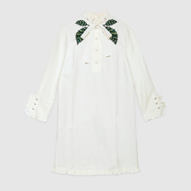Cotton linen embroidered dress (Gucci) Cotton linen embroidered dress