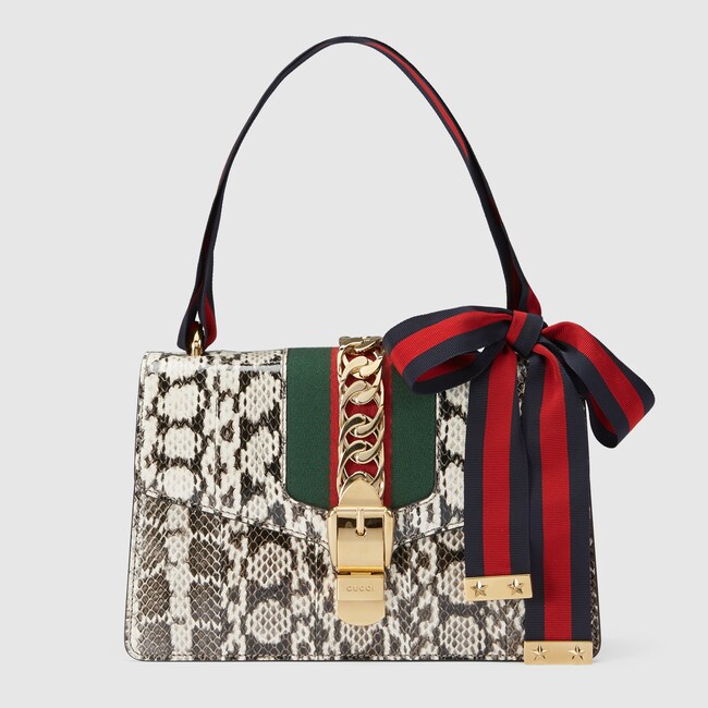 Sylvie Snake Shoulder Bag In Grey