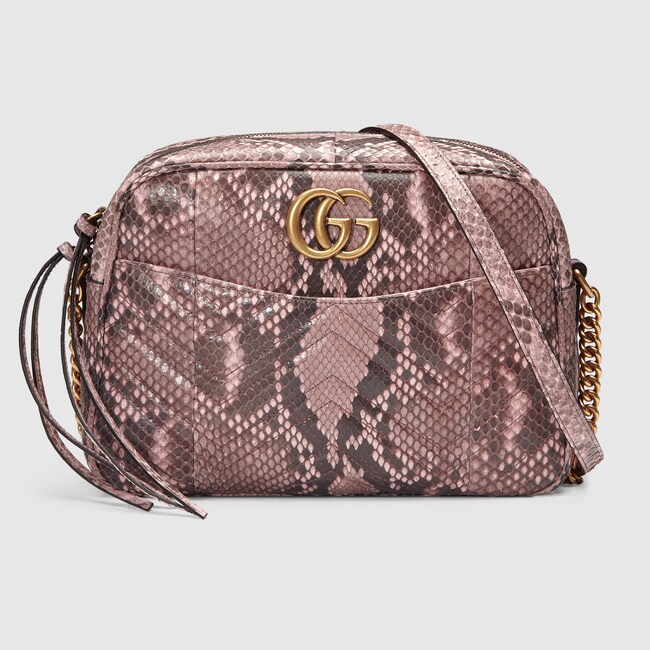 Gg Marmont Medium Python Shoulder Bag In Light Pink Matelassé Gg Marmont Medium Python Shoulder Bag In Light Pink Matelassé With On The Back