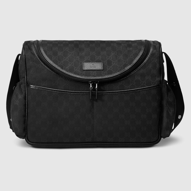 Original Gg Diaper Bag In Black Canvas With Original Gg Diaper Bag In Black Canvas With Leather Trim Gucci Newborn Bags