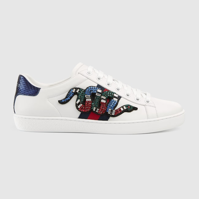 gucci snake embroidered sneakers