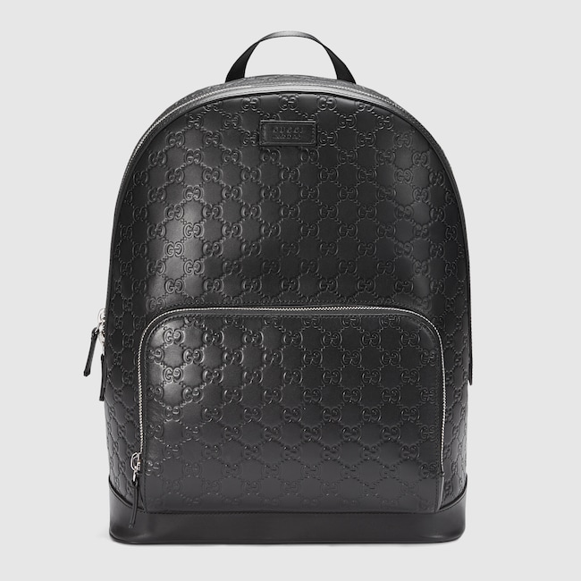 Gucci Signature Leather Backpack In Black Gucci Signature Leather Backpack In Black With Trims Men S Backpacks