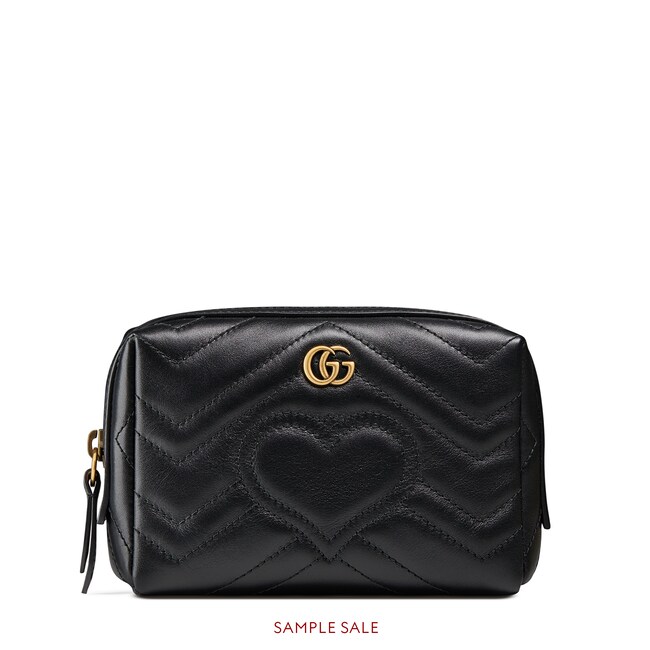 Gg Marmont Cosmetic Case In Black Matelassé Chevron Leather With Gg Marmont Cosmetic Case In Black Matelassé Chevron Leather With On The Back Gucci Women S Wallets Small Accessories