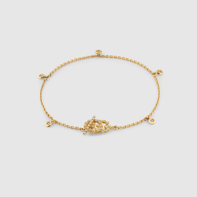 Gg Running Bracelet With Diamonds In 18k Yellow Gold Gucci Fine Gg Running Bracelet With Diamonds In 18k Yellow Gold Gucci Fine Bracelets