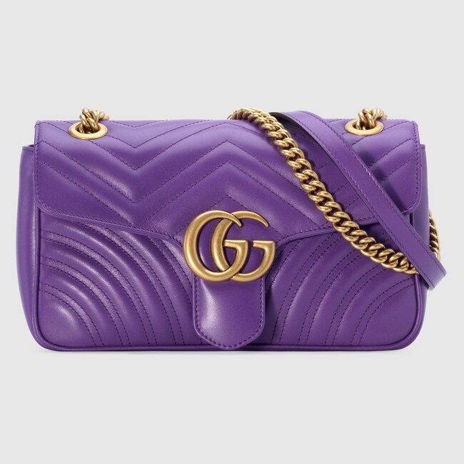 Gg Marmont Small Shoulder Bag In Purple Matelassé Chevron Leather Gg Marmont Small Shoulder Bag In Purple Matelassé Chevron Leather With Heart Gucci Women S Bags