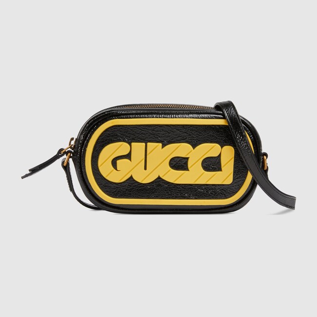 Gucci Shoulder Bag In Black Patent Leather With Yellow Rubber Gucci Shoulder Bag In Black Patent Leather With Yellow Rubber Patch Women S Wallets Small Accessories