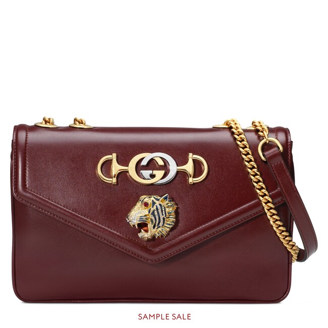 Rajah Medium Shoulder Bag In Burgundy Leather Gucci Women S Chain Bags
