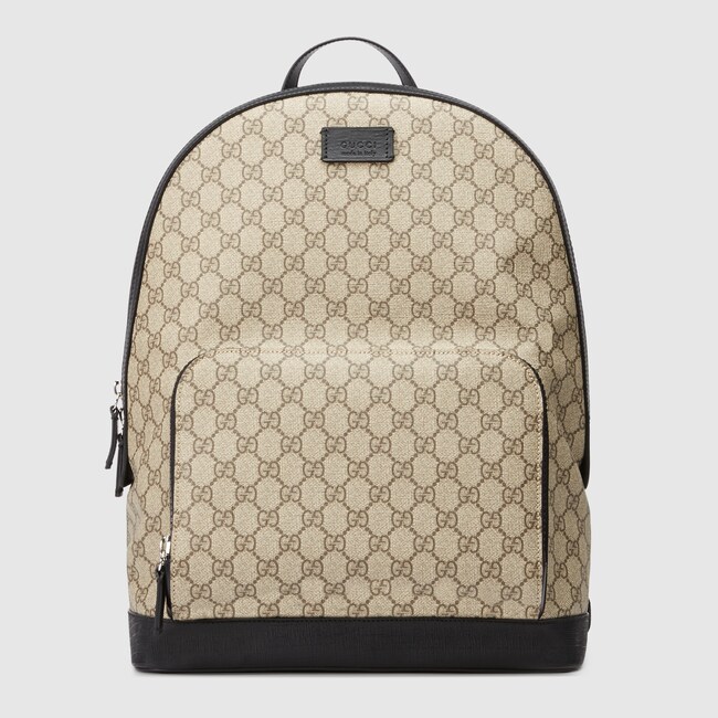 Gg Supreme Backpack In Beige Ebony Canvas A Material Gg Supreme Backpack In Beige Ebony Canvas A Material With Low Environmental Impact Gucci Men S Backpacks
