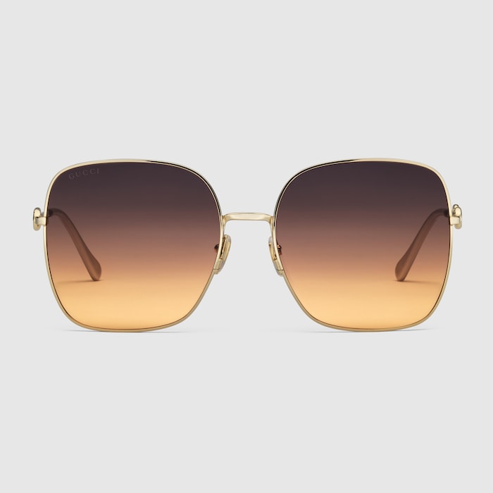 Square-frame sunglasses in gold and multicolour | GUCCI® AU