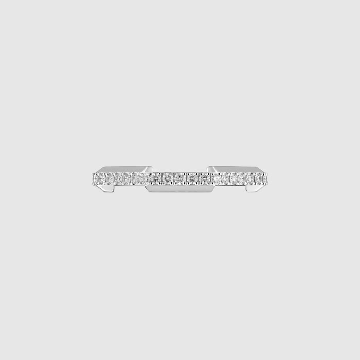 Gucci Link to Love〕18K ダイヤモンド リング ・18K ホワイトゴールド