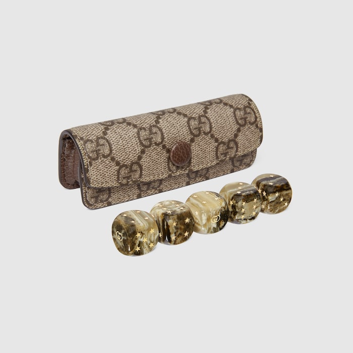 Dice set in beige and ebony GG Supreme | GUCCI® US