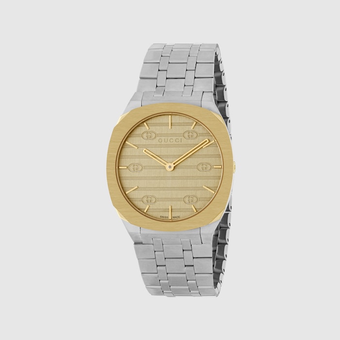 GUCCI 25H〕クオーツ スチール ゴールド ウォッチ 34 mm ・スチール