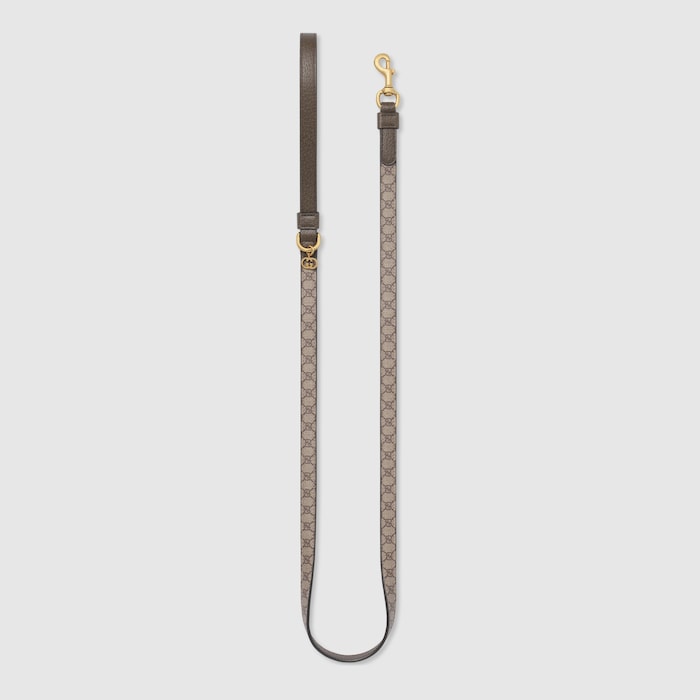 Extra-small pet leash in beige and ebony GG Supreme | GUCCI® US