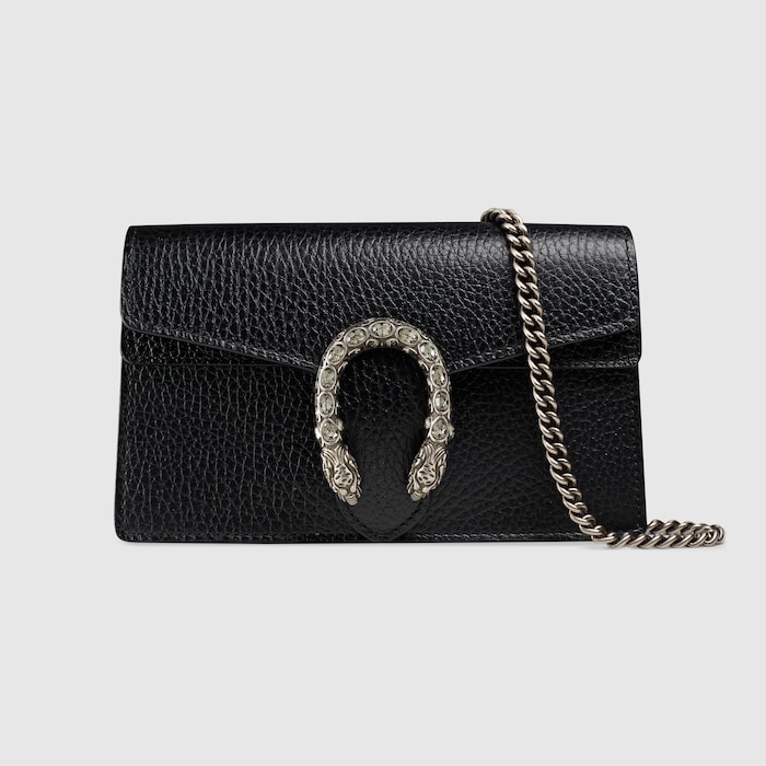 Black Leather Dionysus Super Mini Bag | GUCCI® US