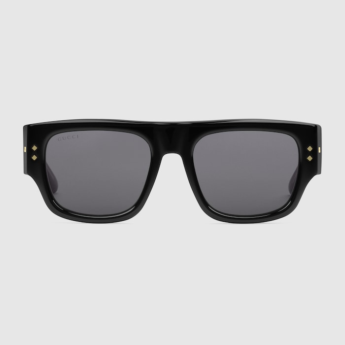 GUCCI ブラック サンバイザー Lサイズ Rectangular frame sunglasses in black acetate | GUCCI® US