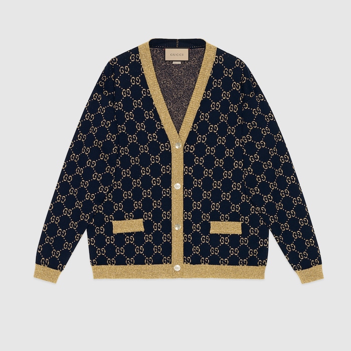 GUCCI アイボリー ネイビー カーディガン 7433.jpg