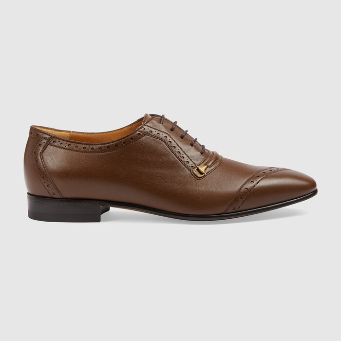 Gucci 745831 Men\'s Auroville Goat Brown Sugar Lace-up Loafer Shoe, UK 9 Gucci Oxford Brown Dress Shoes for Men for sale | eBay main image 2