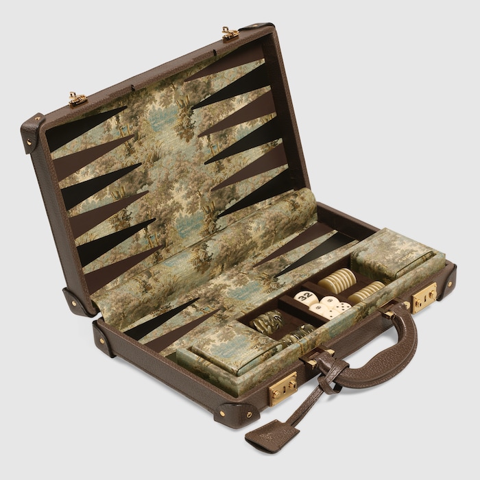 Decorative backgammon set with Web and Double G in beige and ebony