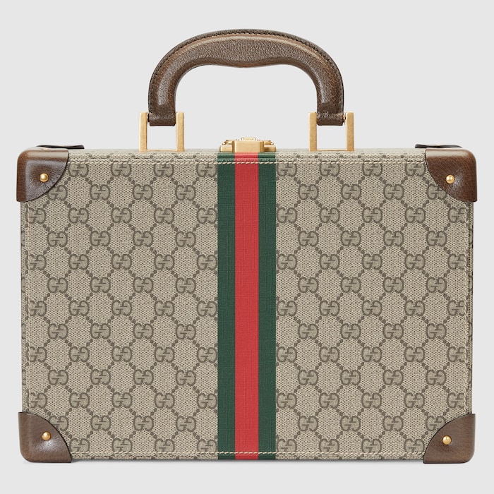 「美品」GUCCI ケース Gucci Savoy medium rigid watch case in beige and ebony Supreme