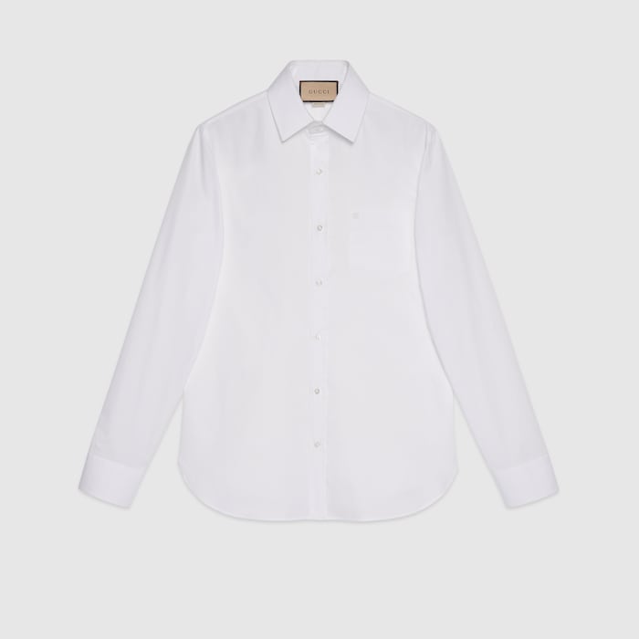 Tシャツ・カットソー GUCCI FW24 White stretch poplin shirt (79173526242 9000) Embossed cotton poplin shirt in white | GUCCI® US