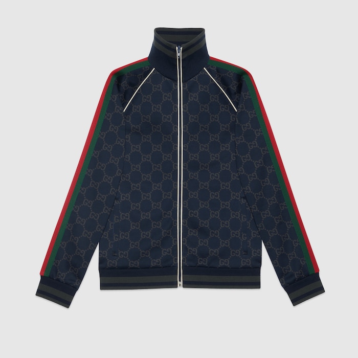 セール★Gucciグッチ★695955 GG jersey cotton jacket in dark blue and grey | GUCCI® US