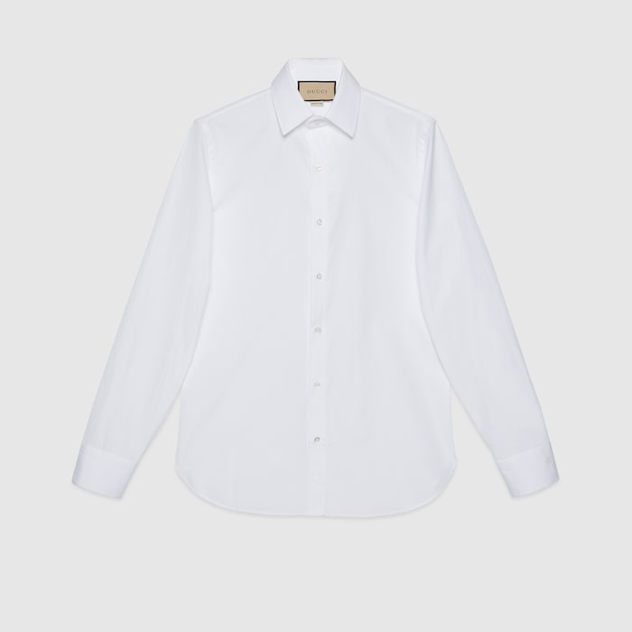 Tシャツ・カットソー GUCCI FW24 White stretch poplin shirt (79173526242 9000) Cotton jersey T-shirt with Gucci logo in white | GUCCI® US