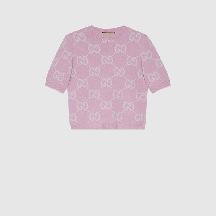 GUCCI グッチ　さくらんぼ　ニット　半袖 22新作 グッチ GGラメ ジャカード 半袖セーター (GUCCI/ニット