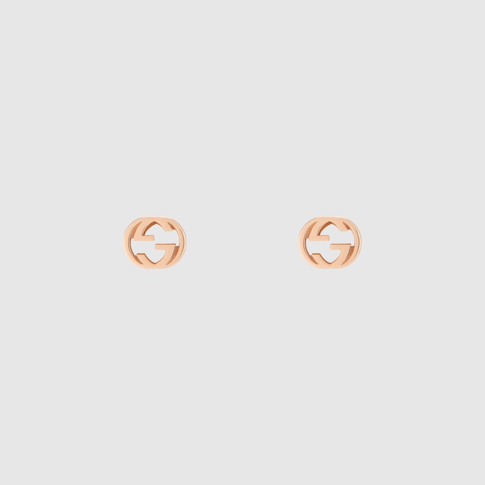 Gucci Interlocking 18k stud earrings in 18k rose gold | GUCCI® US