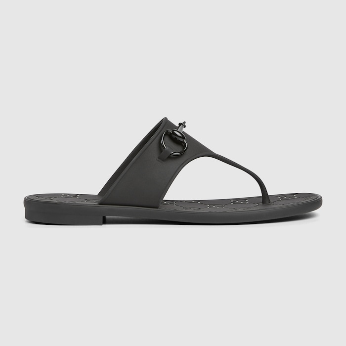サンダル・ミュール GUCCI LADY HORSEBIT LEATHER THONG SANDALS 780306_J8700_1000_001_100_0000