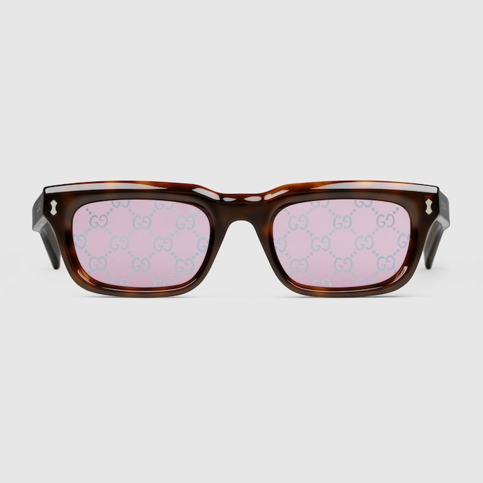Rectangular frame sunglasses in blond tortoiseshell | GUCCI® US