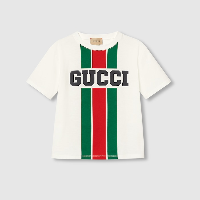 GUCCIチルドレンシャツ Children's printed cotton T-shirt in dark grey | GUCCI® US