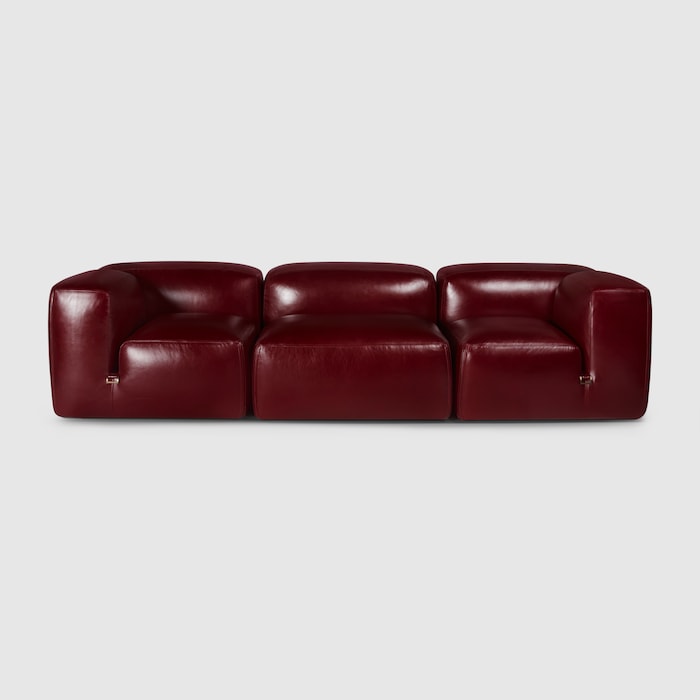 Tacchini x Gucci 'Le Mura' sofa in Rosso Ancora red leather