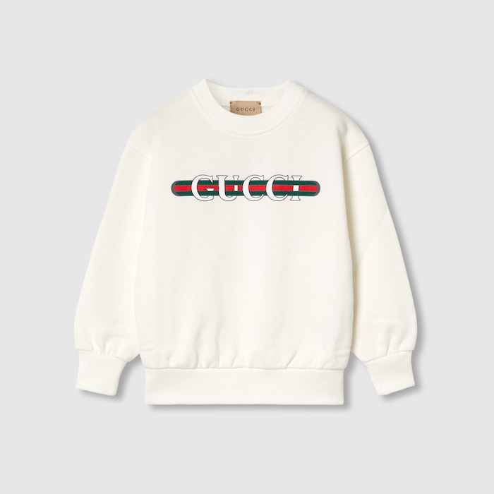 チルドレンズ〕ウェブ付き コットン スウェットシャツ ・ホワイト