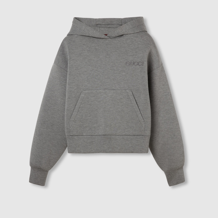 Viscose jersey hooded sweatshirt in grey | GUCCI® CA