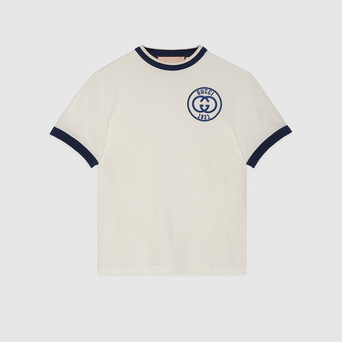 GUCCI 刺繍デザイン ホワイトTシャツ　24m 90 756596_XJFV8_9088_001_100_0000