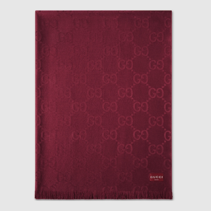 GG wool and silk blanket in Rosso Ancora red | GUCCI® US
