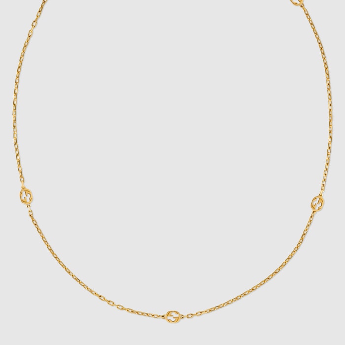 Gucci【洗練されたデザイン☆ Interlocking diamond necklace】 Gucci Interlocking diamond necklace in 18k white gold