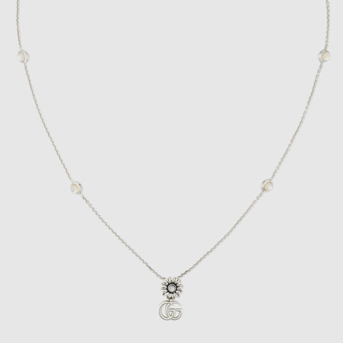 GG Marmont mother of pearl necklace in 925 sterling silver