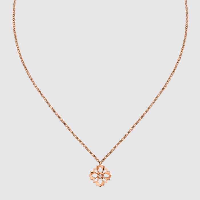 GUCCI ゴールドネックレス⭐︎ピンクダイヤ グッチ フローラ〕日本限定 18K チェーン ネックレス ・18K ピンク