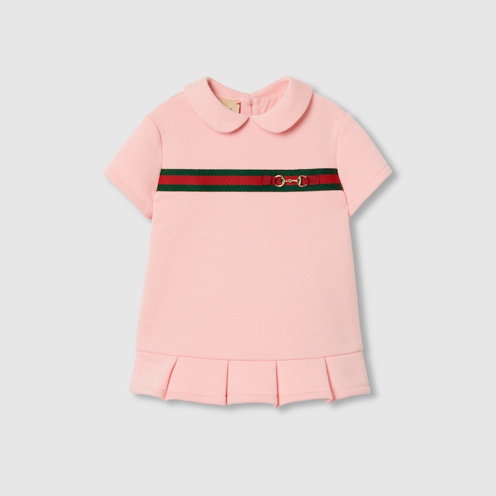 GUCCI ベビーワンピース 18M/24M Baby embroidered cotton one-piece in white and pink | GUCCI® US