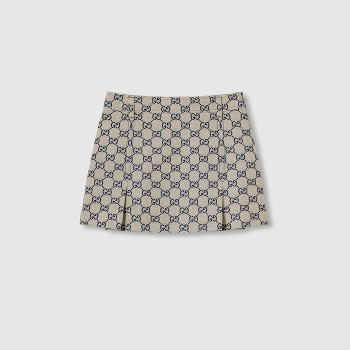 チルドレンズ〕GGキャンバス スカート ・ベージュ＆ブルー | GUCCI公式