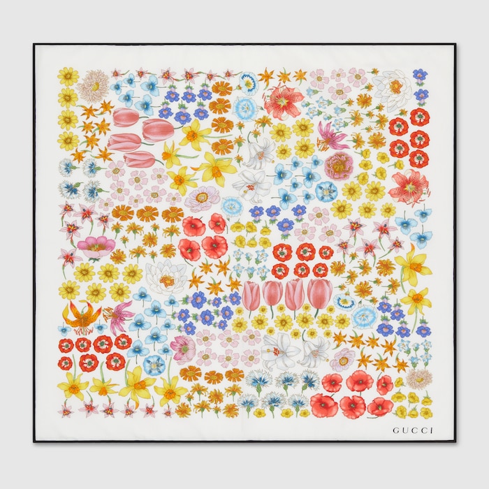 日本限定 プリント コットン ハンカチ ・ホワイト | GUCCI公式