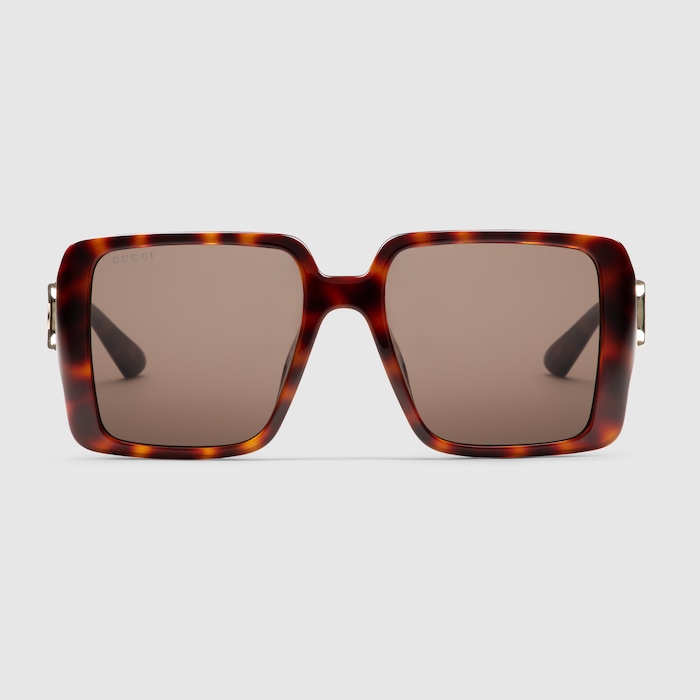 Specialized fit square sunglasses in tortoiseshell | GUCCI® SG