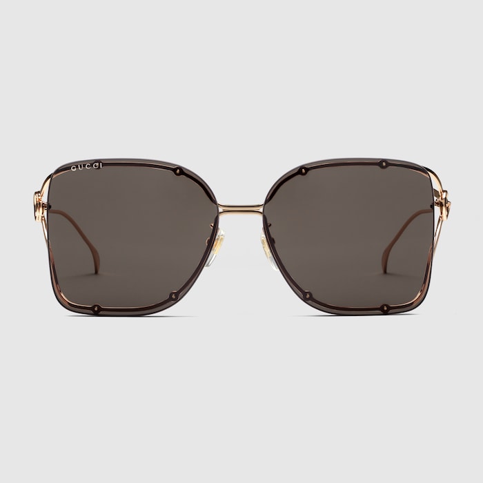 Square frame sunglasses in rose gold | GUCCI® US
