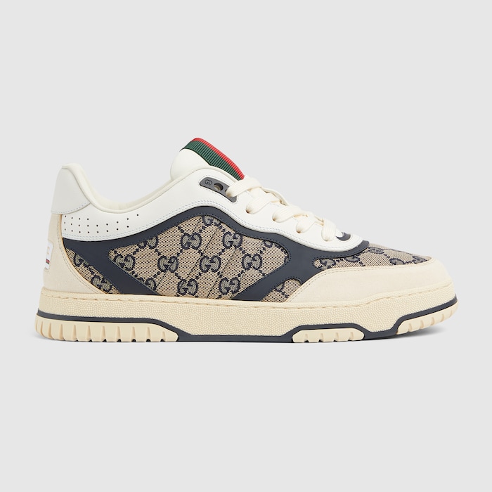 Men's Gucci Re-Web trainer in beige and blue GG canvas | GUCCI® ZA
