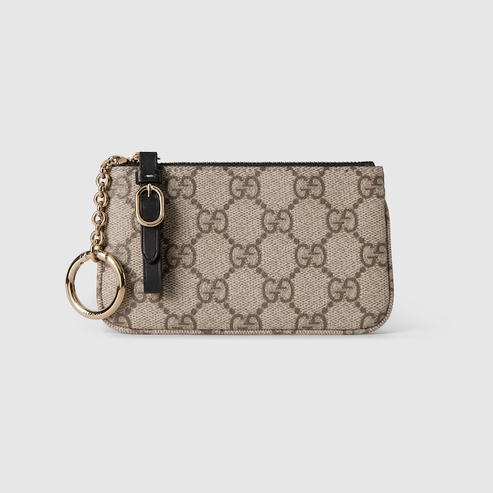 Gucci キーポーチGGロゴ 小型 GG Emblem key pouch in beige and dark brown fabric | GUCCI® US