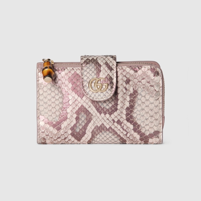 GUCCI 長財布 パイソン バンブー チャーム タッセル オレンジ GUCCI 長財布 パイソン バンブー チャーム タッセル オレンジ