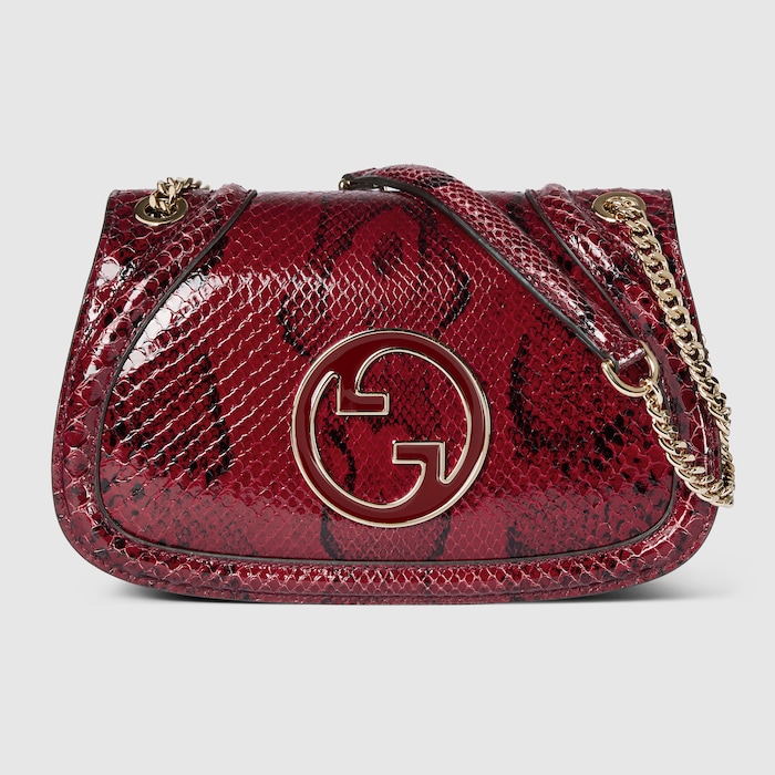 Gucci Blondie python medium shoulder bag in Rosso Ancora red