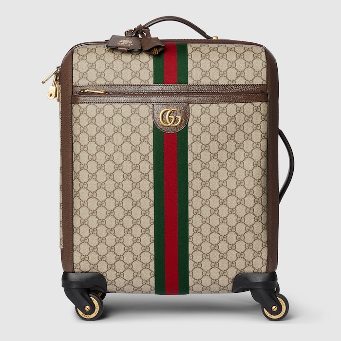 Gucci Savoy small cabin trolley in beige and ebony GG Supreme